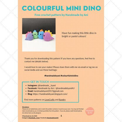 Colourful Mini Dino - Handmade by Ani - Image 3