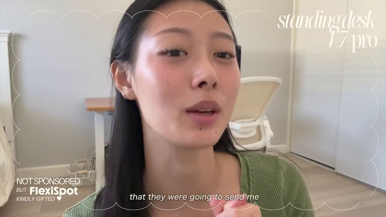 The new FlexiSpot standing desk assembled and in place, highlighting its clean design and cable management.