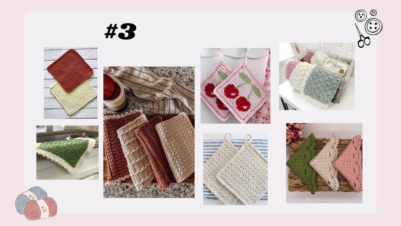 A selection of crochet rugs in different patterns, including round mandalas, geometric shapes, and shag-style textures.