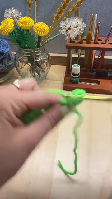 Working two double crochets into a chain-2 space from the previous row.